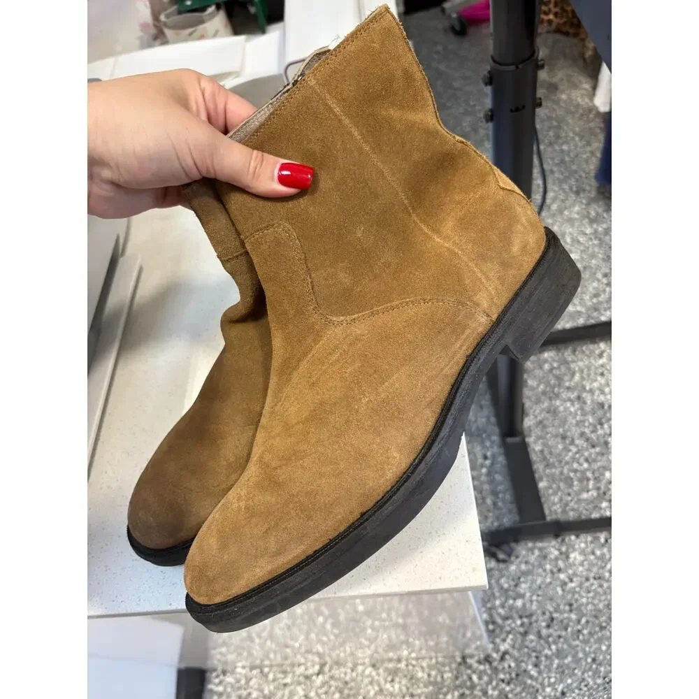 SZ MENS 9 ALLSAINTS Lang Suede Zip Up Boots